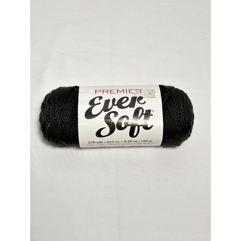Premier Ever Soft Black Acrylic Yarn 5.29oz 270yds Medium 4 Worsted 1138-34